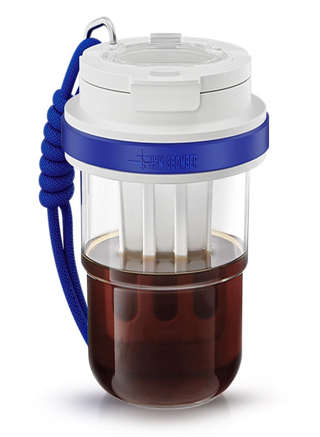 MHW-3BOMBER Cold Brew Coffee Maker Crossbody Portable 18oz - Iced Coffee Mug Tea Brewer Pitcher with Filter - Travel Coffee Tumbler for Gifts Car Office Gym, Blue M5772BL-OS - Image 1