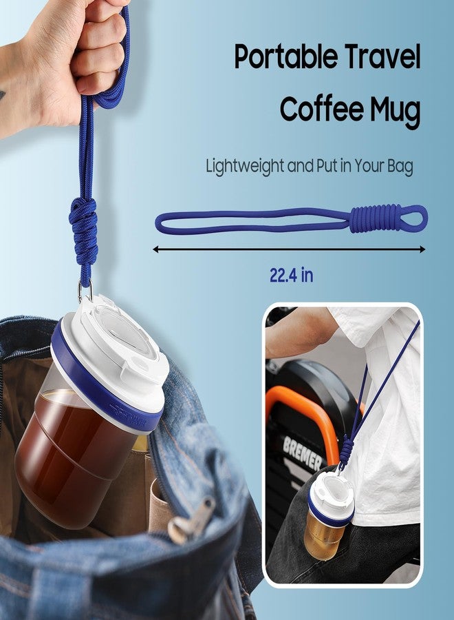 MHW-3BOMBER Cold Brew Coffee Maker Crossbody Portable 18oz - Iced Coffee Mug Tea Brewer Pitcher with Filter - Travel Coffee Tumbler for Gifts Car Office Gym, Blue M5772BL-OS - Image 3