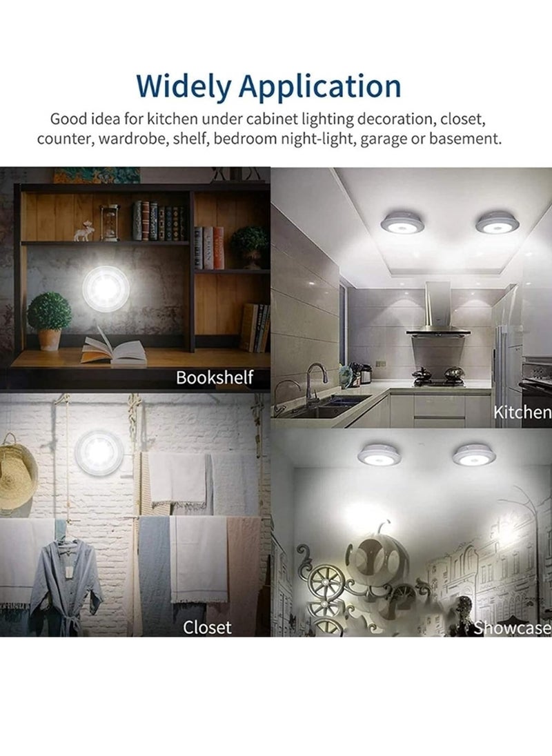 LED COB Night Light Set – 3 Pcs Battery Powered Wireless LED Disc Lamp with Remote Control, Dimmable, Adjustable Brightness, Wireless Night Lights for Bedroom, Hallway, Closet, and More