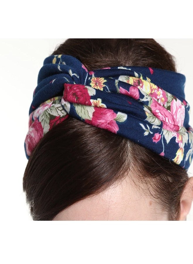 DRESHOW 4 Pack Boho Headbands for Women Girls Yoga Criss Cross Knot Hairbands Vintage Flower Headwraps - Image 2