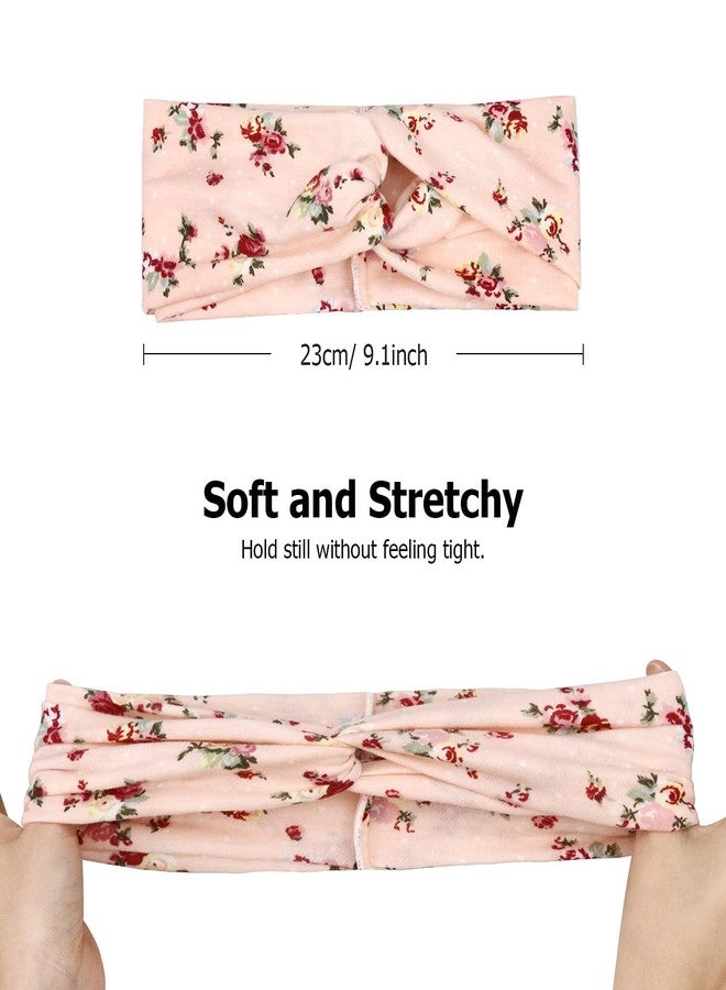 DRESHOW 4 Pack Boho Headbands for Women Girls Yoga Criss Cross Knot Hairbands Vintage Flower Headwraps - Image 5