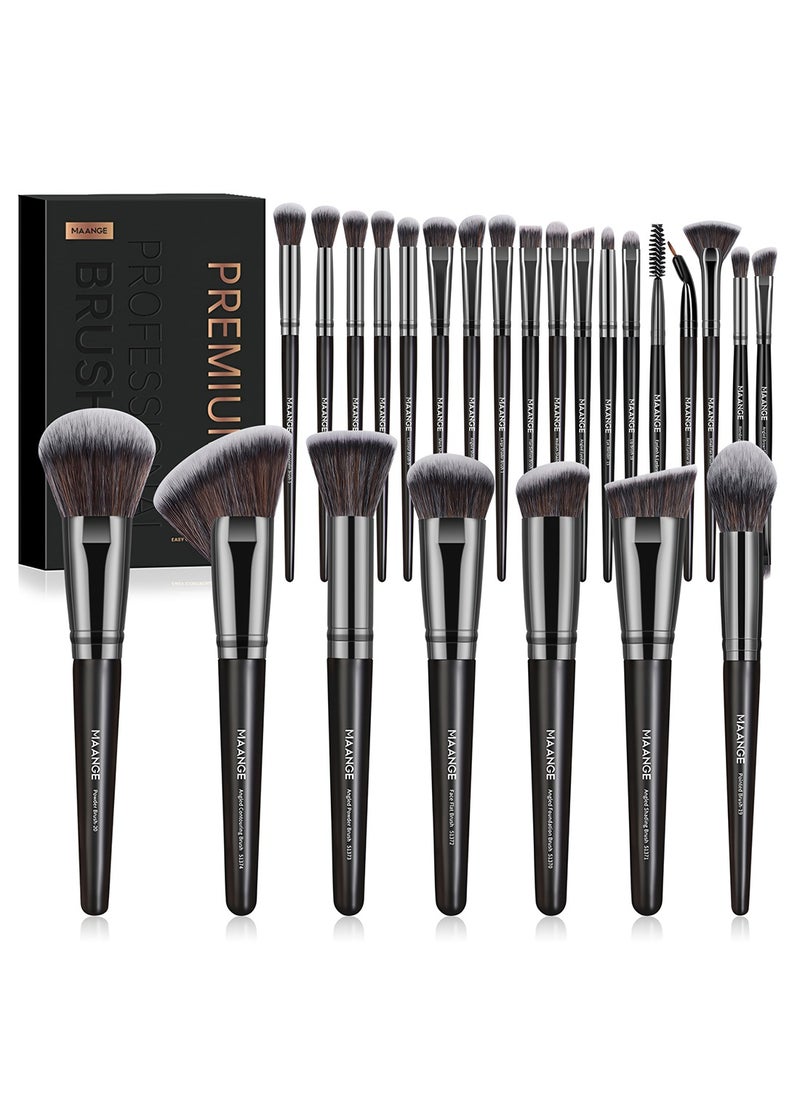 MAANGE Professional Makeup Brush Set 25 Pcs - The Ultimate Tool for Flawless Beauty--Black  - Image 1
