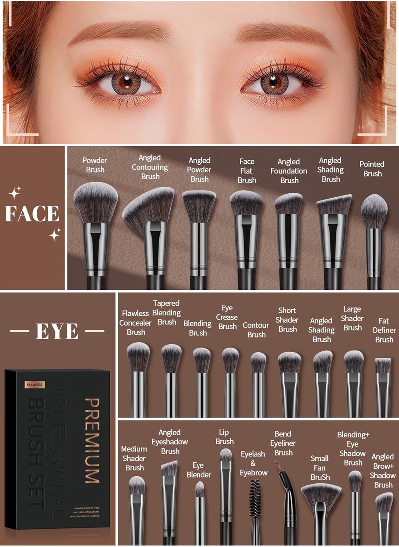 MAANGE Professional Makeup Brush Set 25 Pcs - The Ultimate Tool for Flawless Beauty--Black  - Image 5