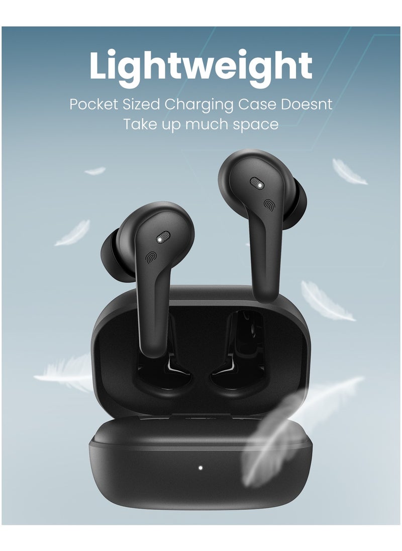 Moxedo - Moxedo True Wireless Earbuds S5 Bluetooth 5.4 ENC Technology 7 Hours Playing Time 300 mAh Charging Case with Built-in 4 Powerful Microphones (Black) - Image 1