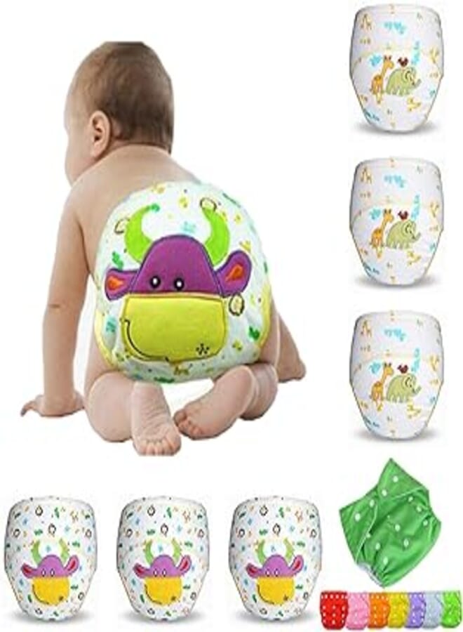 hanso Reusable Baby Toddler Potty Training Pants Reusable Underwear Diapers Underwear for Kids Breathable Washable Baby Training Pants Pure 100% Cotton Pants (6 packs) (Washable Diaper Gift Set) 