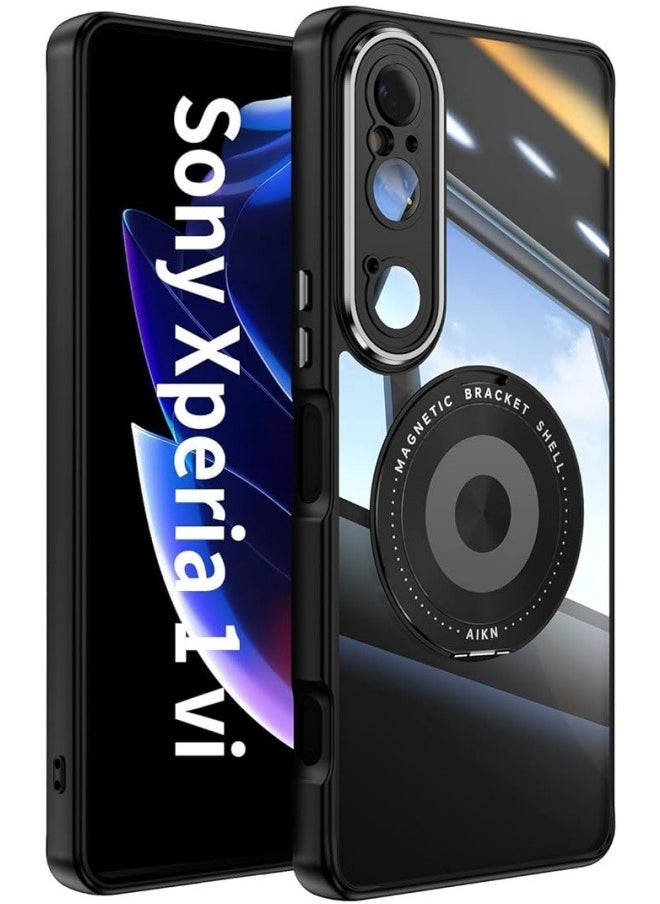 Generic - Clear Case Compatible with Sony Xperia 1 VI, Non-Yellowing [Compatible with Mag-Safe] Cover with Camera Lens Protector & 360 Rotatable Ring Stand, Anti-Scratch Hard PC Back - Image 1