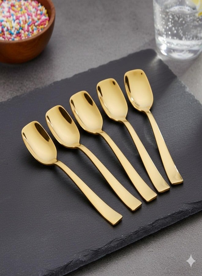 ROSTON Cutlery Set Stainless Steel Gold Premium Spoon Set Luxury Dinning Tabelware Gift for House Warming (Ice-Cream Spoon), 10 Cm - Image 3