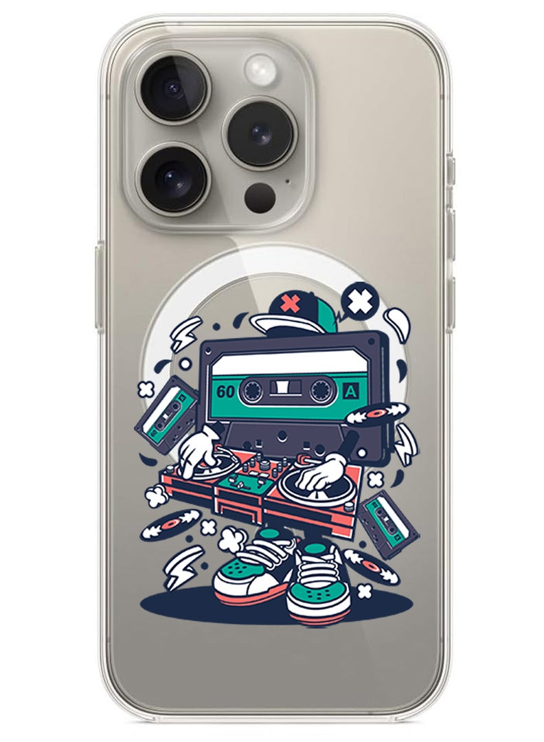 Theodor Magnetic Case for iPhone 15 Pro Max 6.7-inch Compatible with MagSafe Wireless Charging, Shockproof Phone Bumper Cover cassette man copy - Image 1