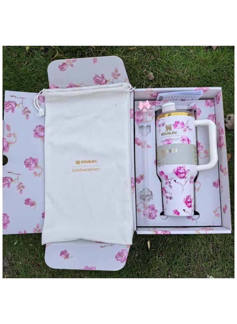 Stainless Steel Vacuum Insulated Tumbler with Lid and Straw for Water, Iced Tea or Coffee, Smoothie and More 40 OZ, Presented in Elegant Gift-Ready Packaging