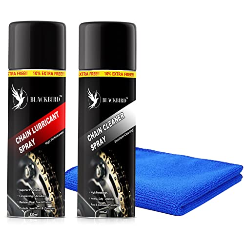 BLACKBIRD Bike Care Kit, 1 Pcs each - Chain Lube 220ml, Chain Cleaner 220ml and 1 Pc Microfiber Cloth - Image 1