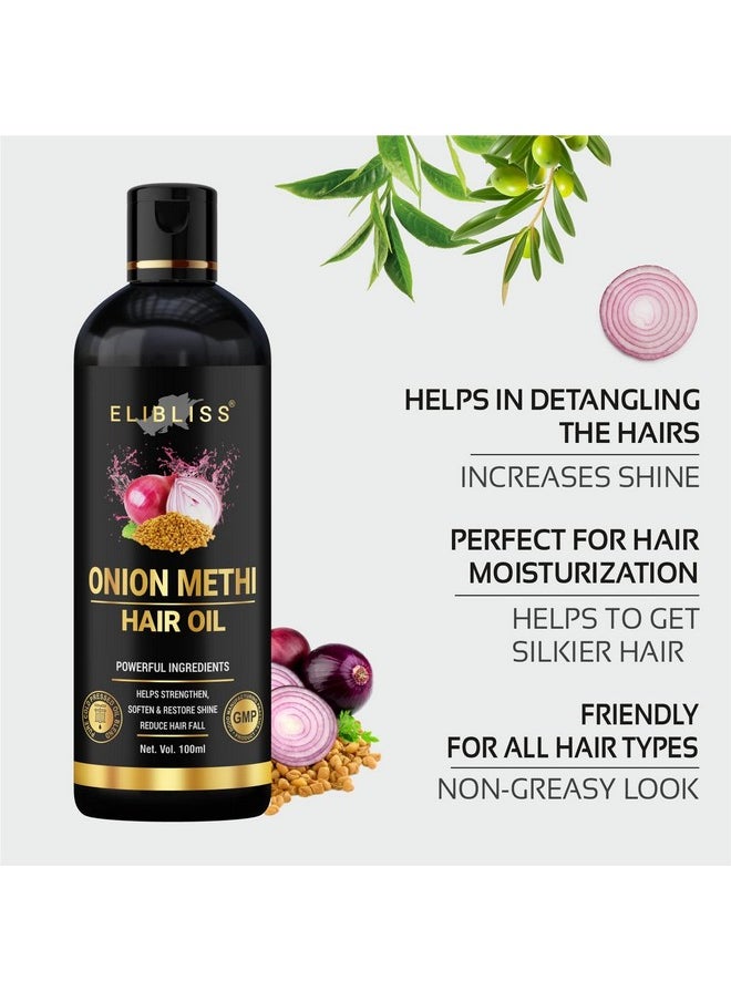ELIBLISS - Onion Methi(Fenugreek) Hair Oil For Hair Growth And Hair Fall Control 100 Ml Pack Of 4 - Image 1