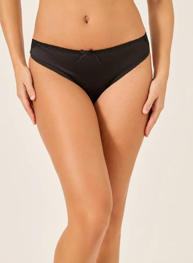 Take Two Take Two Solid Lace Padded Wired Bra and Bikini Briefs Set