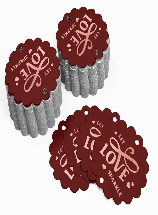 Inkdotpot 100 Pack Let Love Sparkle Wedding Favor Paper Tags Craft Rose Gold Foil Hang Tags - Image 3
