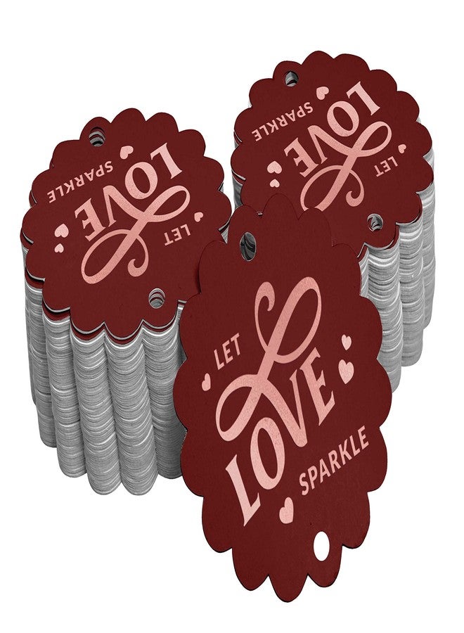 Inkdotpot 100 Pack Let Love Sparkle Wedding Favor Paper Tags Craft Rose Gold Foil Hang Tags - Image 1