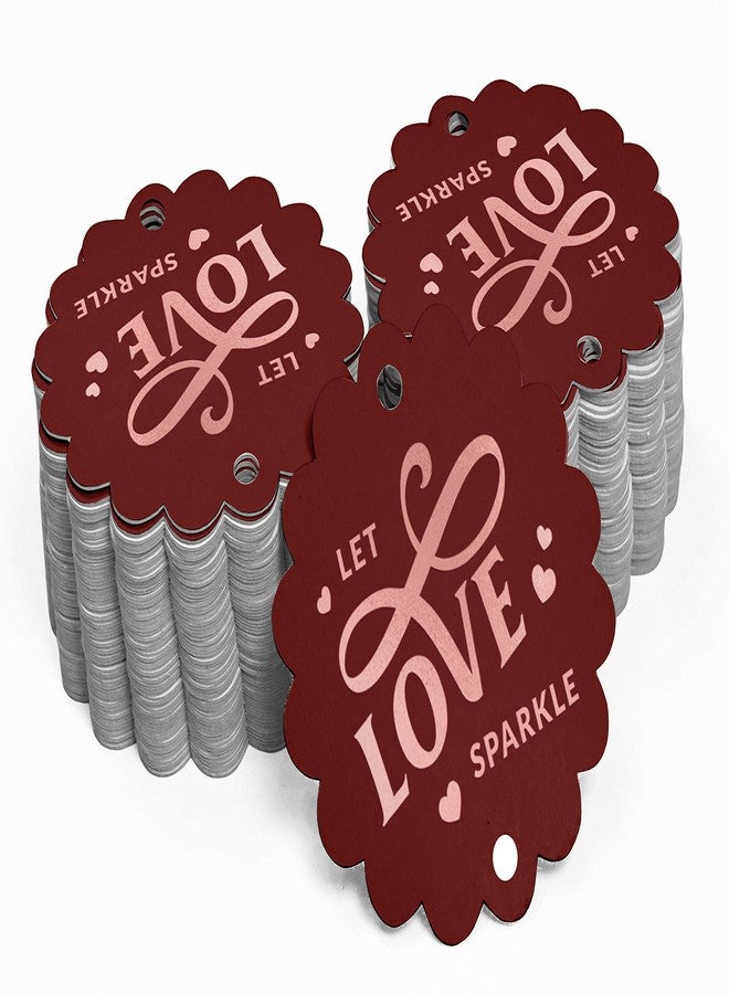 Inkdotpot 100 Pack Let Love Sparkle Wedding Favor Paper Tags Craft Rose Gold Foil Hang Tags - Image 2