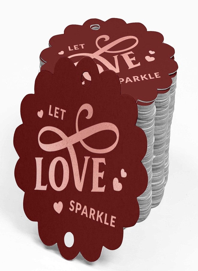 Inkdotpot 100 Pack Let Love Sparkle Wedding Favor Paper Tags Craft Rose Gold Foil Hang Tags - Image 4
