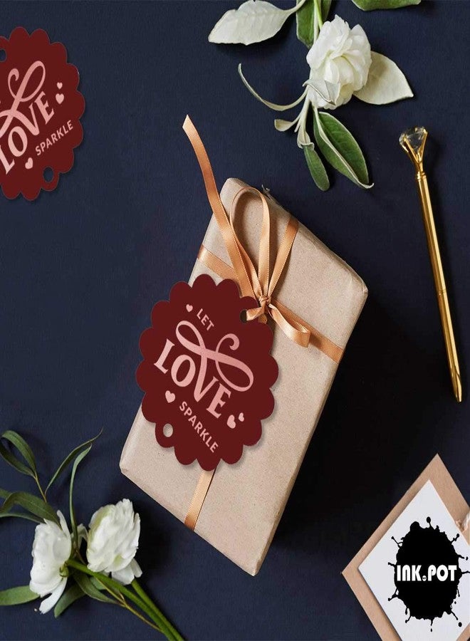 Inkdotpot 100 Pack Let Love Sparkle Wedding Favor Paper Tags Craft Rose Gold Foil Hang Tags - Image 5