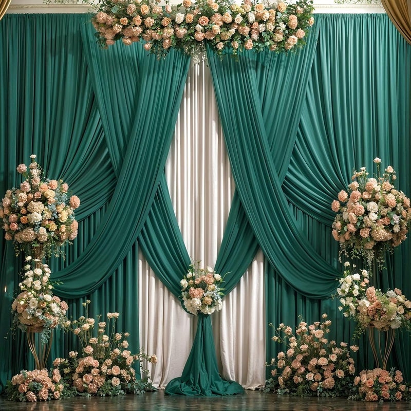 PARTISKY 16x10FT Hunter Green Backdrop Curtains for Wedding Parties, Wrinkle Free Polyester Photography Backdrop Drapes for Baby Shower Birthday Parties Stage Background Stand Decorations 4x10ft,4 Panels - Image 5