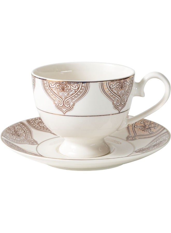 DANUBE HOME 8 Piece Cup & Saucer Set Elegant Porcelain Tea Cups and Saucers for 4 Stylish Set for Tea Coffee and Beverages Perfect for Home & Gifting