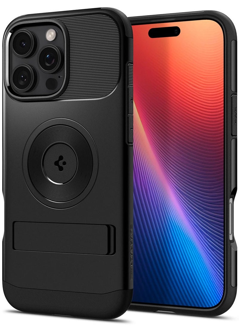 Spigen غطاء حماية Slim Armor Magfit لهاتف iPhone 16 Pro مع حامل (2024) - أسود  - Image 1