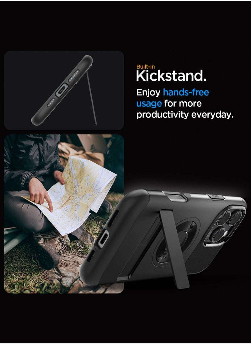 Spigen غطاء حماية Slim Armor Magfit لهاتف iPhone 16 Pro مع حامل (2024) - أسود  - Image 3