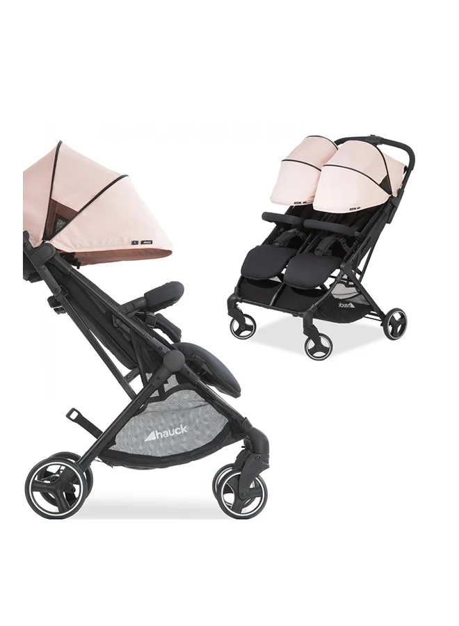 hauck Sun Canopy For Double Pushchair Swift X Duo, Upf 50 +, 3 Zones With Ventilation Outlets, Individual Summer Look, Easy To Install - Rose