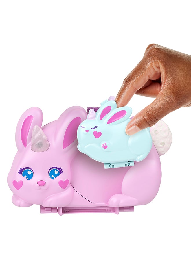 Polly Pocket Wearable Travel Toy With 2 Micro Dolls And 12 Accessories Including Pets, 2-In-1 Bunny Fun Compact Purse Playset With Bunny Unicorn Theme - Image 3