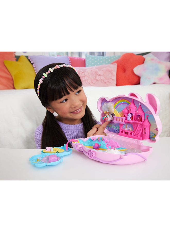 Polly Pocket Wearable Travel Toy With 2 Micro Dolls And 12 Accessories Including Pets, 2-In-1 Bunny Fun Compact Purse Playset With Bunny Unicorn Theme - Image 2