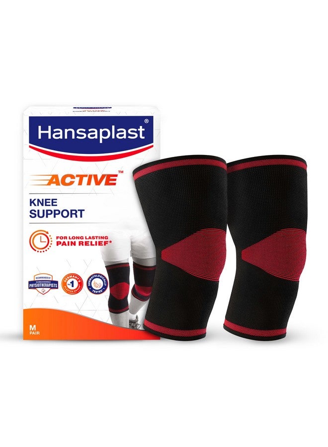 Hansaplast Hansaplast Active Knee Support for Men & Women| Pair | Size M |Knee Brace for Long Lasting Pain Relief, Stability & Targeted Compression|Skin Friendly Knee Cap with Breathable Material & Comfortable Fit| Walking, Jogging, Gym  - Image 1