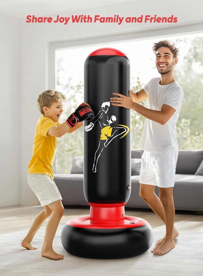 QPAU Kids Punching Bag Toy with Boxing Gloves, 66 Inch Larger Stable Kids Inflatable Boxing Bag Set, Gifts for Boys & Girls Age 6-12, for Practicing Karate, Taekwondo, MMA - Image 5