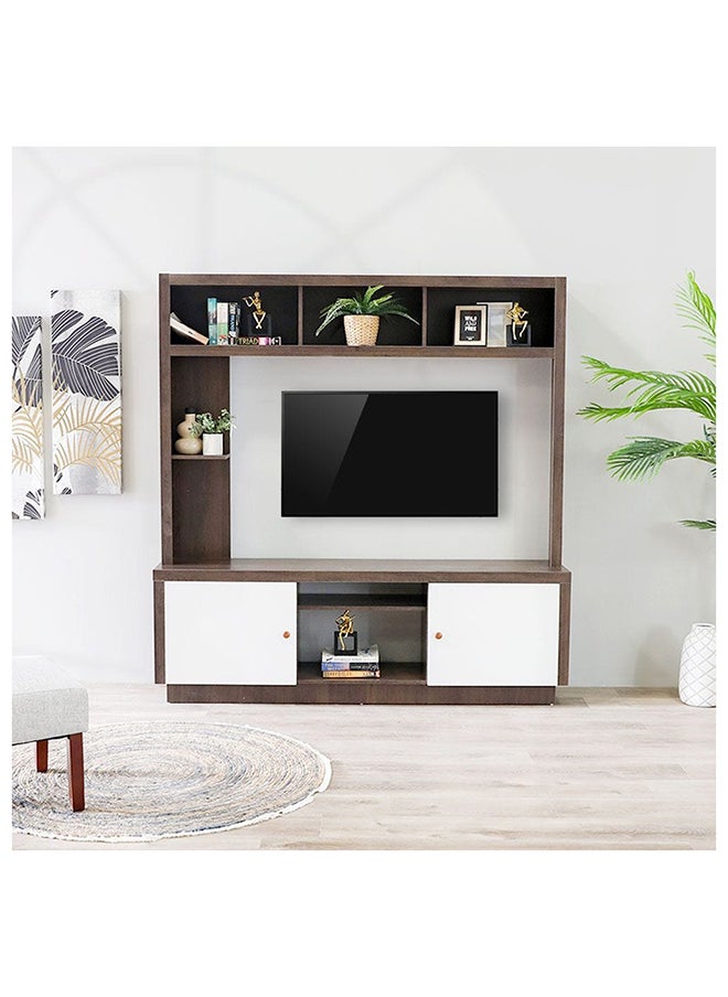 DANUBE HOME Izan TV Cabinet For Up To 55 Inches TV Entertainment Wall Unit Furniture Wooden TV Stand For Living Room Bedroom TV Rack L170xW34.5xH180 cm Rustic/White  - Image 1