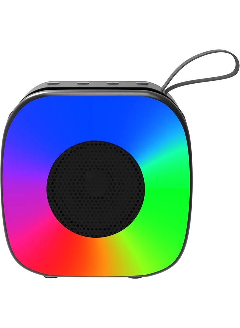 مكبر صوت بلوتوث صغير مع حامل هاتف مدمج - جهاز لاسلكي محمول مزود بإضاءة RGB LED، ومنفذ USB، وراديو FM مع مدخل AUX وبطارية قابلة للشحن للهواتف الذكية والتلفزيونات والأجهزة اللوحية وأجهزة الكمبيوتر (متعدد الألوان) - Image 3