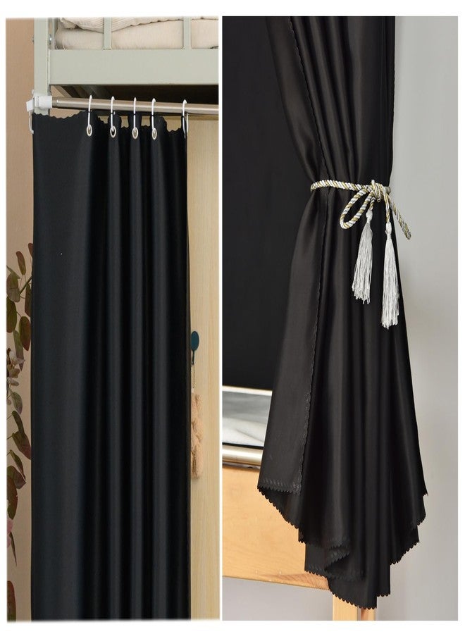 Teanea Heavy-Duty Blackout Bottom Bunk Bed Curtains Privacy Canopy Twin Size for Home Dorm, 2 Panels, Black - Image 3