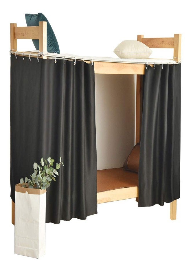 Teanea Heavy-Duty Blackout Bottom Bunk Bed Curtains Privacy Canopy Twin Size for Home Dorm, 2 Panels, Black - Image 1