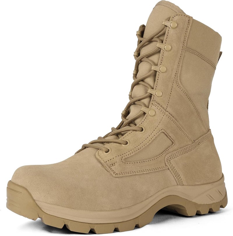 LUDEY Lightweight Tactical Military Boots for Men and Women - Breathable Army Combat Boots in Sand - Image 1