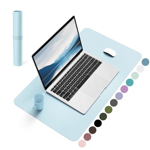 YSAGi Non-Slip Leather Desk Pad, Waterproof Laptop Computer Desk Keyboard Mat, Table Protector Blotter Mat, Large Mouse Pad for Office/Work/Home/Decor(Sky Blue, 23.6" x 13.7") - Image 1