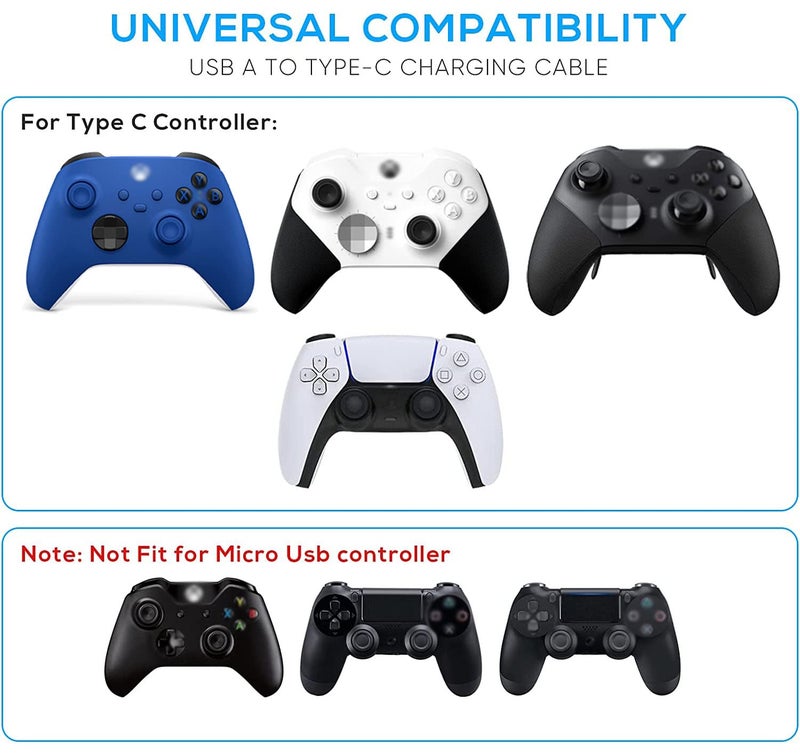 Boda Replacement USB Type C Charger Cord Charging Cable for Xbox Series S/X and Xbox Elite 2 Core, Elite Series 2, Xbox Core Wireless Controller Charging Cable - Image 4