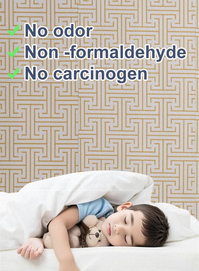 نوايوو ورق حائط ثلاثي الأبعاد، ملصق حائط قابل للتقشير واللصق، مقاوم للماء، نسيج كتان صناعي، ذاتي اللصق وقابل للإزالة، لفافة فينيل لتزيين الحائط، ورق اتصال لتغطية الجدران (أصفر-013) - Image 5