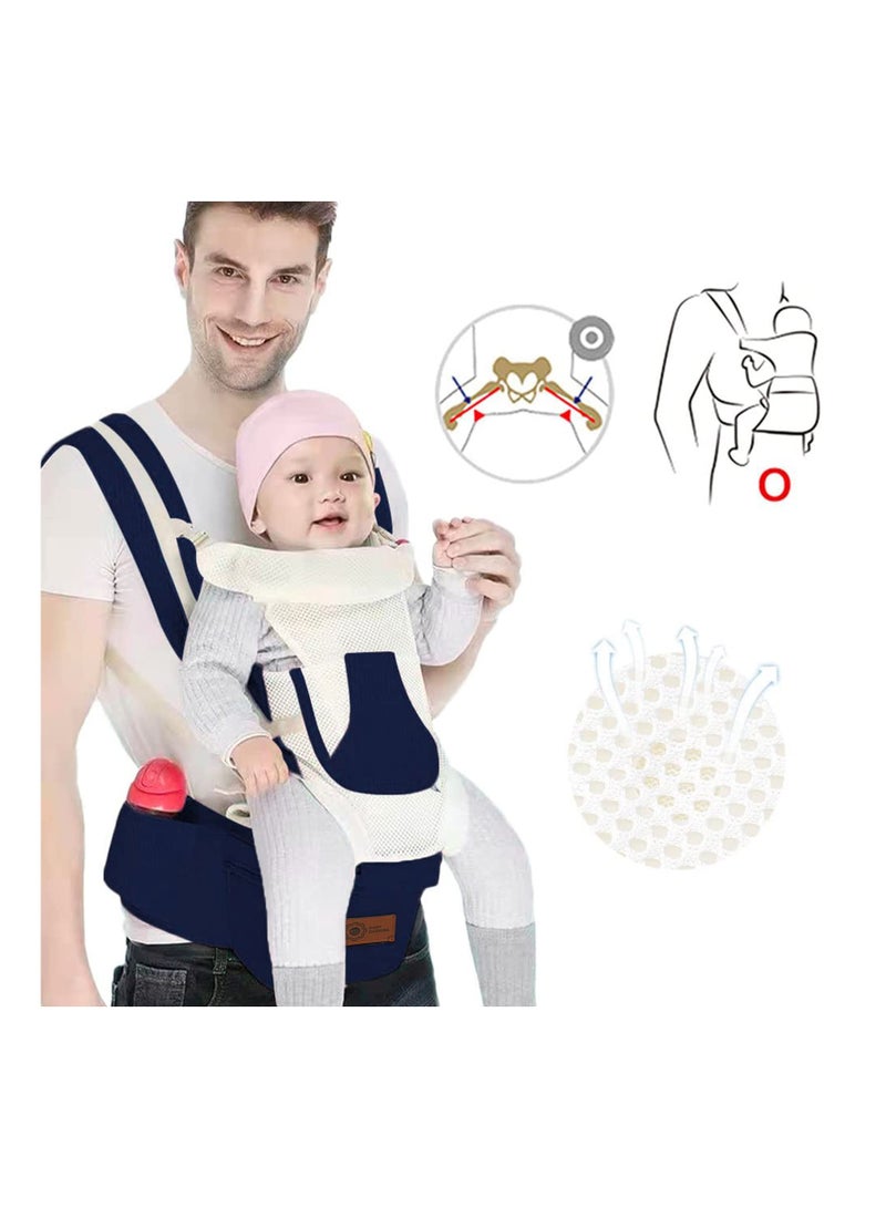 SOLARAE Baby Carrier with Hip Seat Waist Stool Infant Carrier, Adjustable Strap, All Positions Infant Carrier, Soft Baby Holder Carrier with Hood for All Seasons, Essential for Shopping Travelling - Image 2