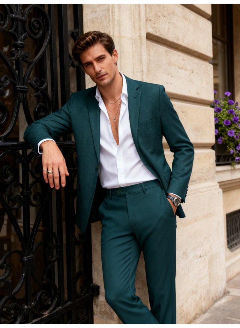 Men's Slim Fit 2 Piece Suit Set for Wedding Graduation Business Casual Party Formal Blazer & Trousers - Image 2
