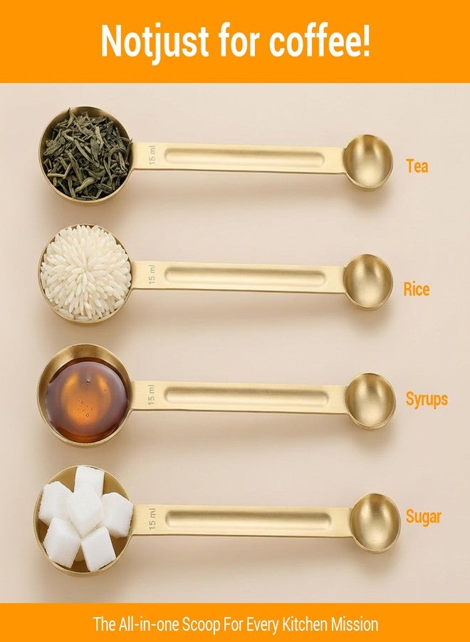XLIUAX 2Pcs Double Sided Tablespoon Measuring Spoons, Measuring Spoon Stainless Steel Coffee Scoop Long-Handle 1 Tsp (5ml) & 1 Tbsp (15ml) Dual Measure for Coffee Milk Cooking Baking, Gold & Silver - Image 4