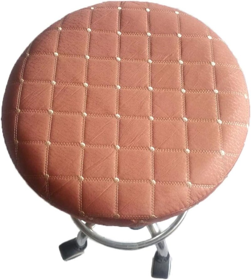 cheekyglo غطاء مقعد كرسي بار دائري مرن قابل للغسل، بني - Image 1