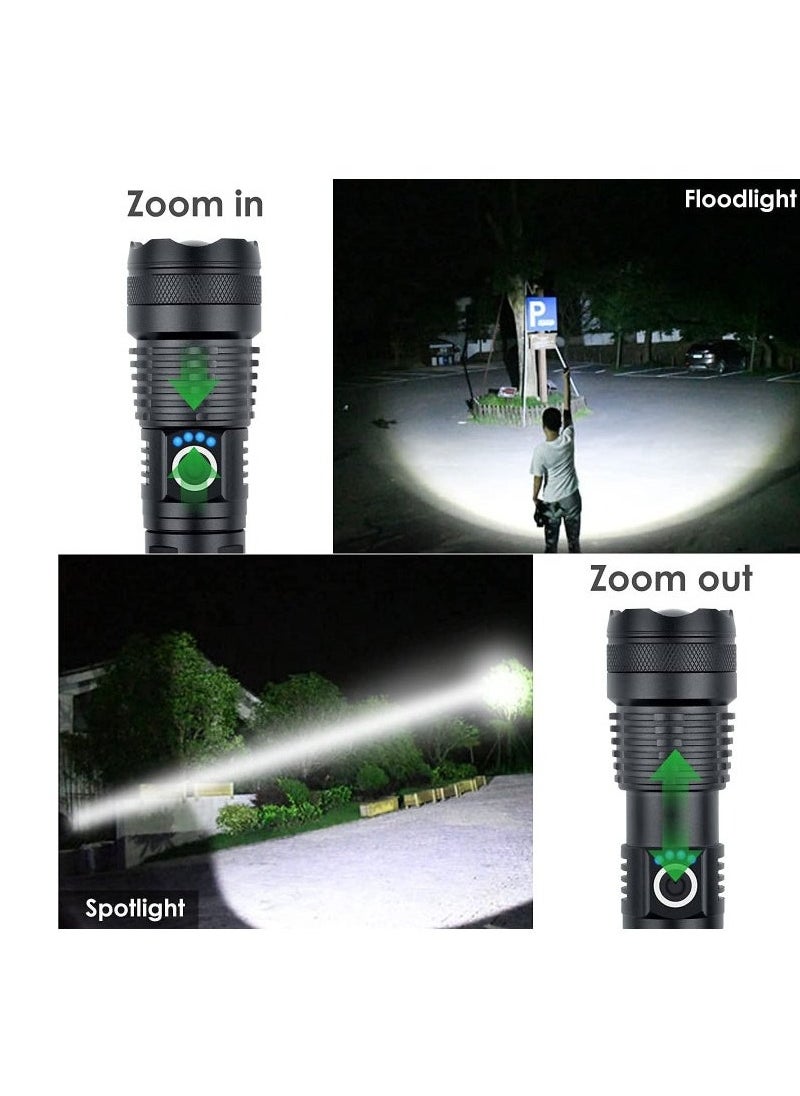 Generic Rechargeable Flashlight 10000 Lumens Brightest Powerful Led Flashlight, Super Bright Waterproof Flashlight with 18650 Battery, Zoomable, 5 Light Modes, for Emergencies  - Image 4