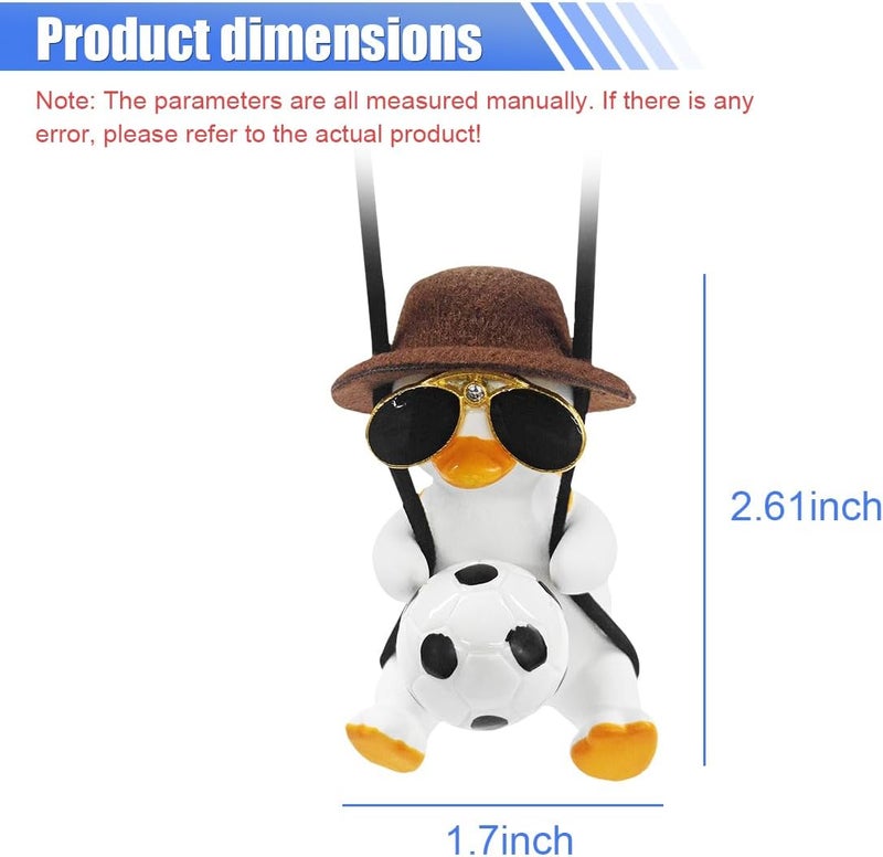 LHDOS Swinging Duck Car Hanging Ornament, Cool Car Rear View Mirror Charm, Funny Auto Interior Pendant Accessories, Cute Car Decoration for Men Women (Football Duck) - Image 2