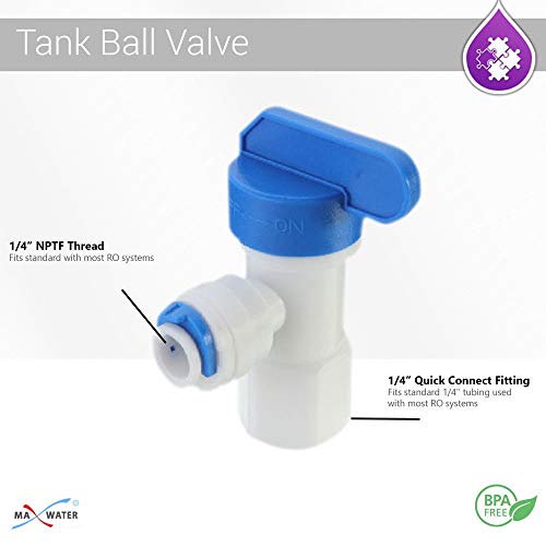 Max Water Quick Connect Tank Ball Valve For Water Purification Systems And Reverse Osmosis System Pressurized Water Storage Tank (1/4" Female NPT x 1/4" OD Quick Connect) - Image 3