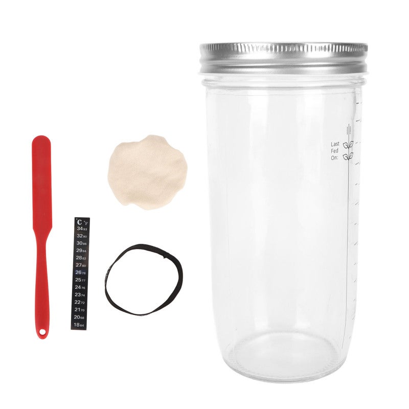 Sourdough Starter Kit Large Opening Jar With Feeding Line Marker - Comprehensive Bread Making Set For Home Baking - Image 3