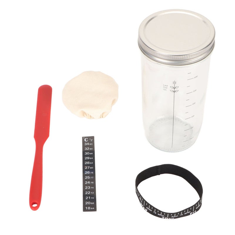 Sourdough Starter Kit Large Opening Jar With Feeding Line Marker - Comprehensive Bread Making Set For Home Baking - Image 1