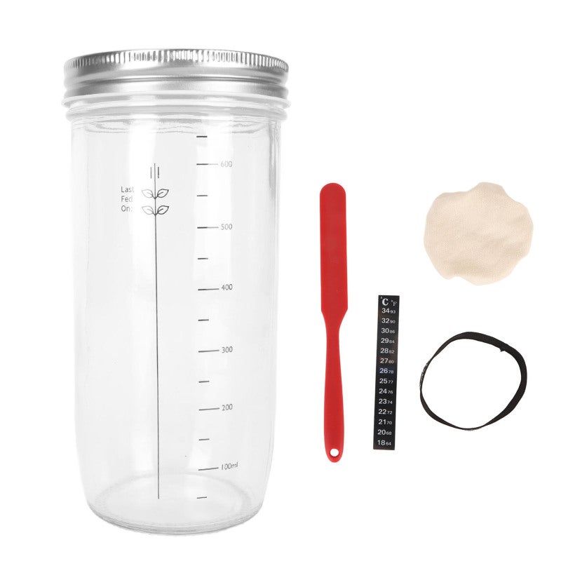 Sourdough Starter Kit Large Opening Jar With Feeding Line Marker - Comprehensive Bread Making Set For Home Baking - Image 2