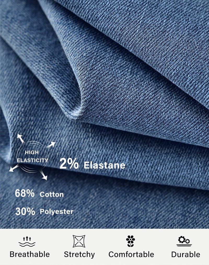 roswear Bell Bottom Jeans for Women High Waist Stretchy Flare Jeans Denim Trousers Pants Washed Blue Large - Image 5