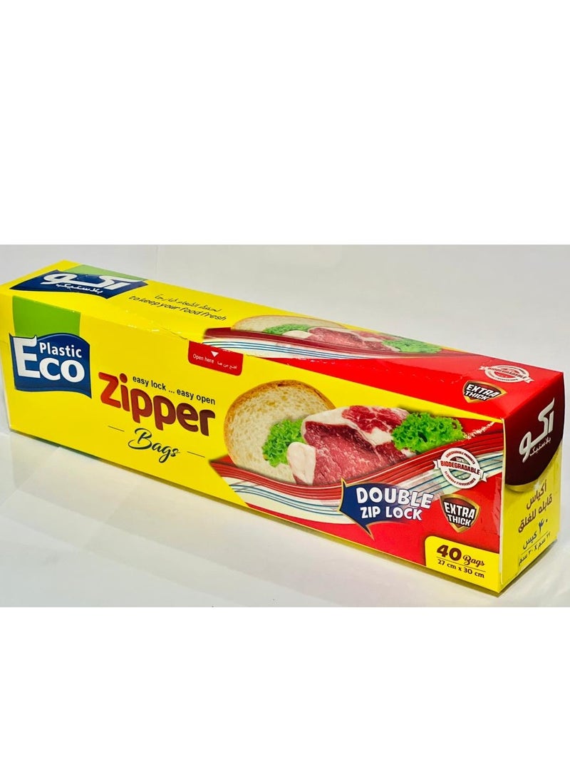 ECO Plastic 2 PACK OF ECO plastic Zipper Sandwich Bags  40 Bags  Size 27x30cm Double Zip Lock  Extra Thick  - Image 4